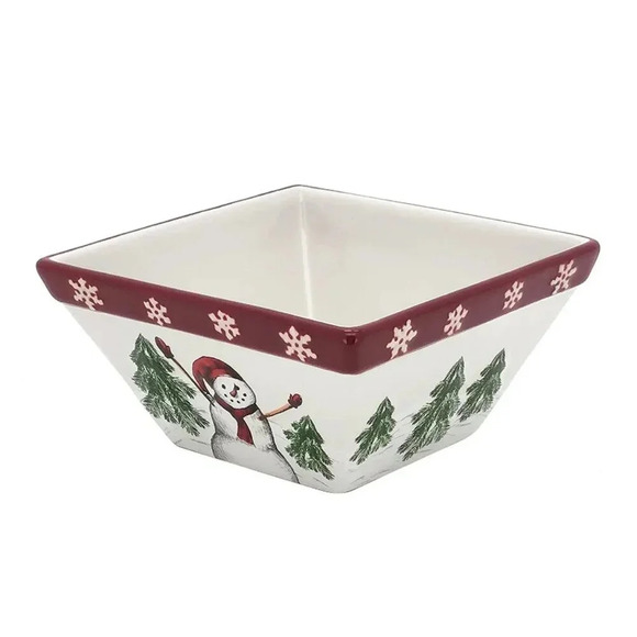 St. Nicholas Square Yuletide Square Ceramic Bowl - Picture 3 of 4